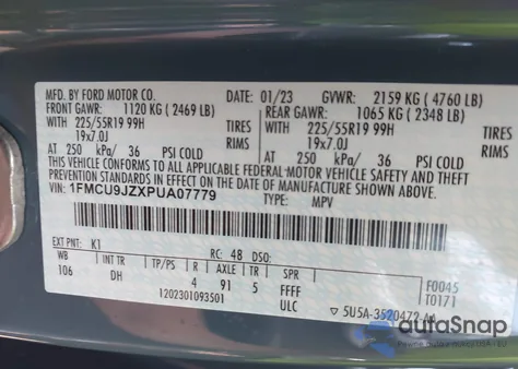 2023 Ford Escape Platinum from USA, damaged, VIN 1FMCU9JZXPUA07779